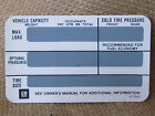 472954 Corvette Central Tire Pressure Decal On Back Of Left Hand