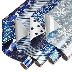American Greetings 059584350117 80 Sq. Ft. Wrapping Paper Bundle Blue And White Stripes Fo