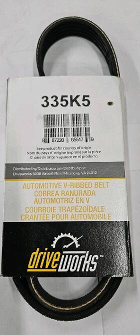 5-rib Driveworks 335k5 Poly Rib Serpentine Belt 33.5 Inch Long For 2013 Volvo C30 Evolution 2-door