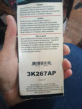3k267ap Gates Serpentine Belt