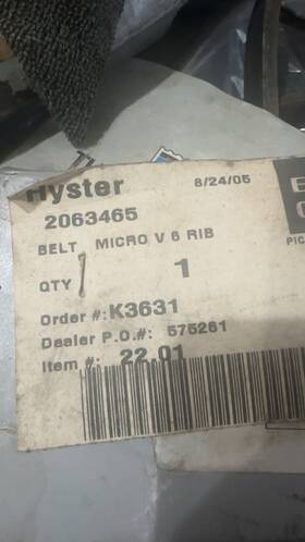 Hy2063465 Hyster Tsa/hy2063465 Belt Micro-v Serpentine For Black