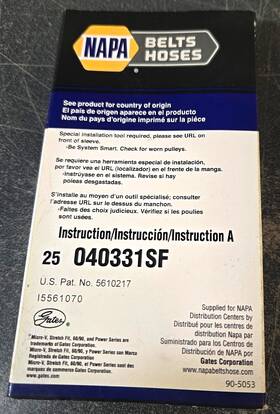 25-040331sf Napa Stretch Fit Micro-v Serpentine Drive Belt