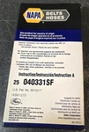 Napa 25-040331SF Stretch Fit Micro-v Serpentine Drive Belt. Fixed Price $134.69.