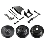 For Small Block Chevy 350 Black 2 Groove Long Water Pump Pulley & Bracket Kit. Fixed Price $86.99.