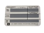 1978-1982 Corvette Tire Pressure Decal On Back Of Left Hand Door. Fixed Price $7.05.