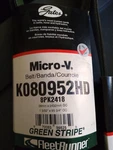 New Gates K080952HD Green Stripe Heavy Duty Serpentine Belt 1-3/32" X 95-3/4". Fixed Price $63.00.
