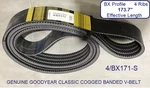 Goodyear Classic Cogged Banded V-belt, Bx Profile 4 Ribs, 173.7 Effective Length. Fixed Price $59.95.