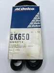 Nos Genuine Oem Acdelco 6K650 6-RIB 21X1665MM Serpentine Belt Gm #88932714. Fixed Price $21.95.