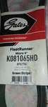 K081065HD Gates Fleetrunner Micro V Serpentine Belt Green. Fixed Price $35.00.