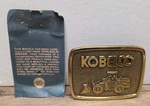 Kobelco Front End Loader Solid Brass Belt Buckle 4.5" From 1983 With Packaging. Fixed Price $12.95.