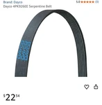 Serpentine Belt Dayco 4PK926EE. Fixed Price $10.00.