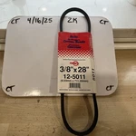Rotary 12-5011 Belt 3/8" X 28" Nos. Fixed Price $9.00.