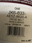 New Old Stock Motorcraft Serpentine Drive Belt JK6-833 Ford Mercury Hybrid. Fixed Price $12.00.