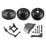 Black 2 Groove Long Water Pump Pulley & Bracket Kit For Small Block Chevy 350. Fixed Price $87.77.