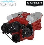 Black Sbc V-belt Kit Power Steering 283 327 350 400 Chevy Small Block. Fixed Price $340.00.