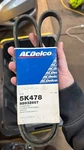 Genuine Acdelco Standard V-ribbed Serpentine Belt 5K478. Fixed Price $18.00.