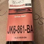 Genuine Motorcraft Serpentine Belt JK6-861-BA / Ford 4L2Z-8620-EA Nos. Fixed Price $27.32.