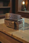 Vintage Tooled Leather Belt 42" Top Grain Steer Hide Oak Leaf Design Zipper.... Fixed Price $55.00.