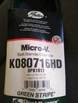 New Gates K080716HD Green Stripe Heavy Duty Serpentine Belt 1-3/32" X 72-1/8". Fixed Price $48.00.
