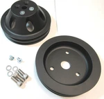 Chevy Black Billet Aluminum 2 Groove Belt Short Pump Pulley Kit W/ Bolts. Fixed Price $89.95.