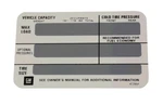 1978-1982 Corvette Decal Tire Pressure. Fixed Price $19.95.
