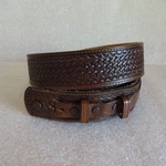 Vintage Acme Basketweave Tooled Brown Leather Western Ranger Belt Size 38. Fixed Price $19.99.