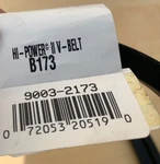 Gates Hi-power Ii V-belt (B173) Heavy-duty, Classical-section Wrapped. Fixed Price $90.00.